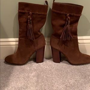 Vince Camuto Slouch Tassel Suede Leather Boots